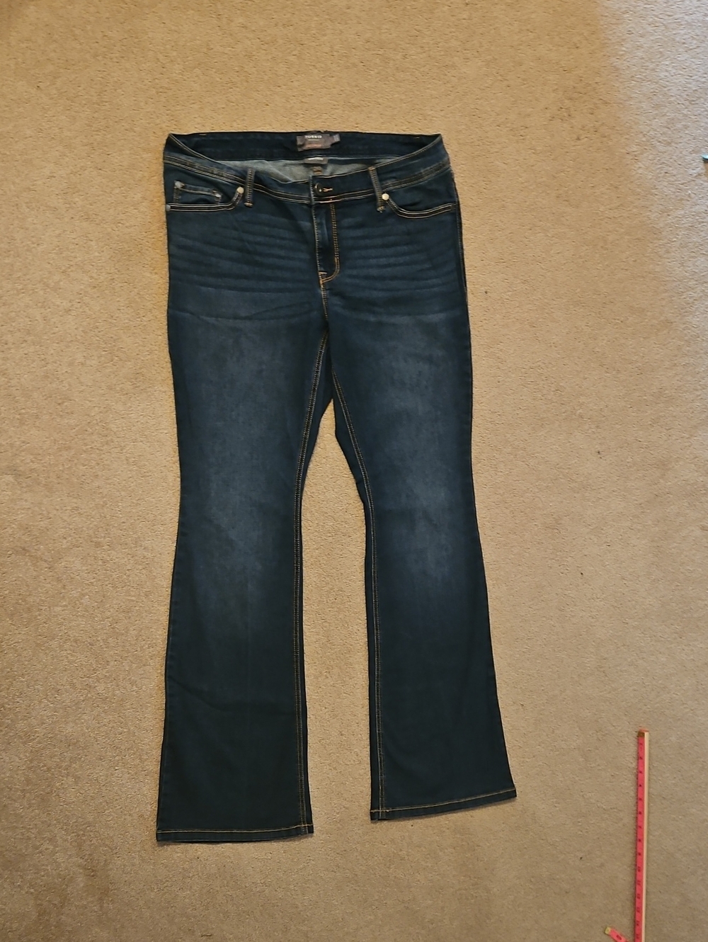 torrid Dark Blue Slim Bootcut Jeans with Contrast Stitching TALL Length